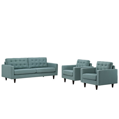 Empress Leather Sofa and Arm Chairs Set