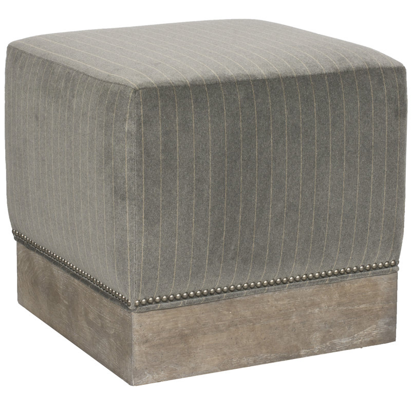 Michael Weiss Mulligan 20" Wide Square Cube Ottoman, Worthy Snow, Havana, Yes