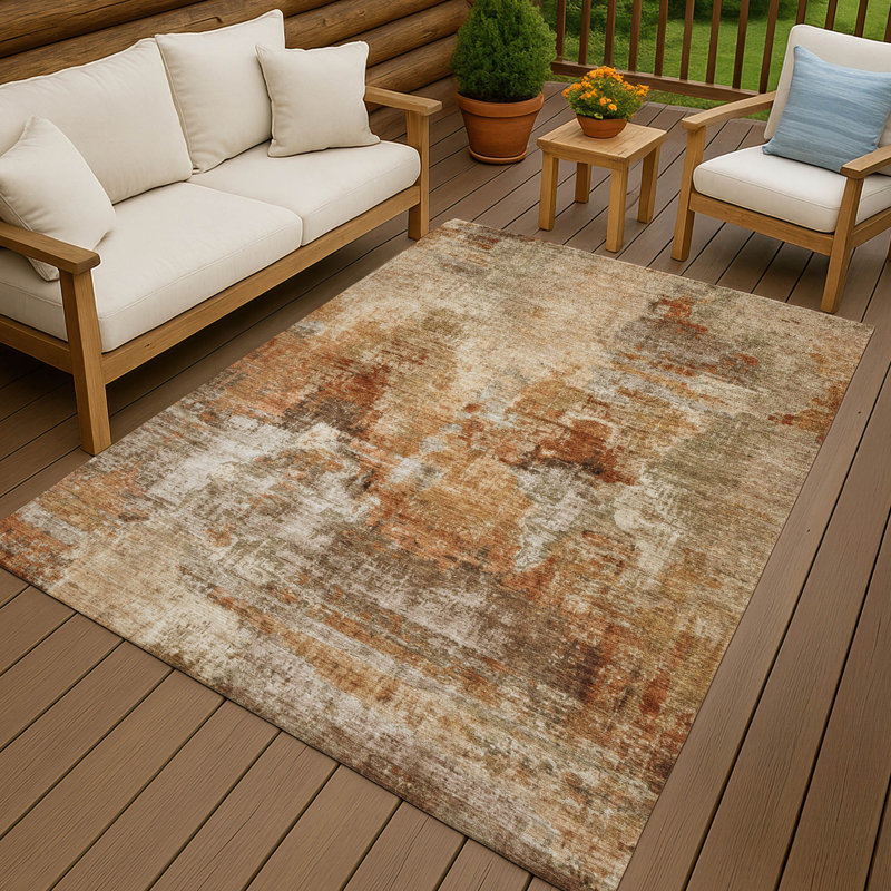 Machine Washable Indoor/Outdoor Chantille ACN2300 Abstract Rug, Rectangle 10' x 14'
