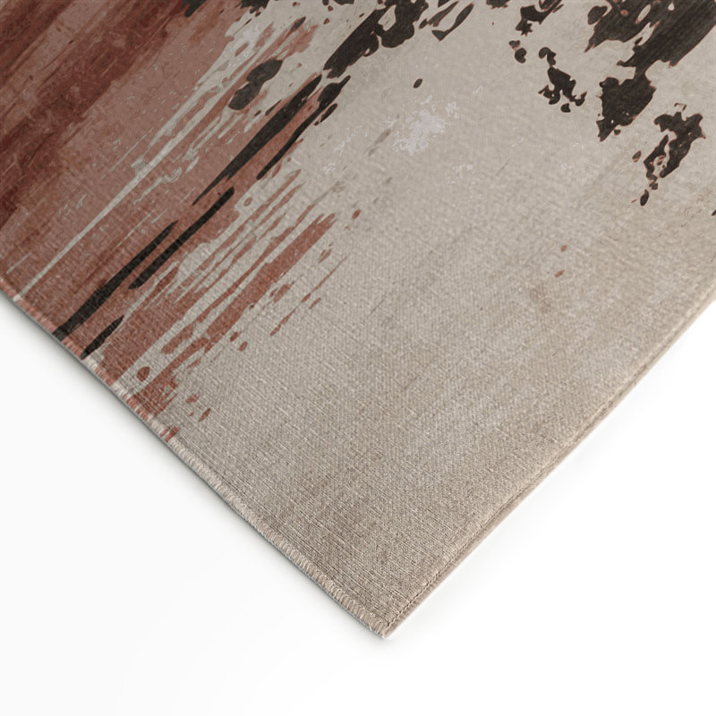 Tapis intérieur et extérieur brun Watercolor, Rectangle 9 pi x 12 pi