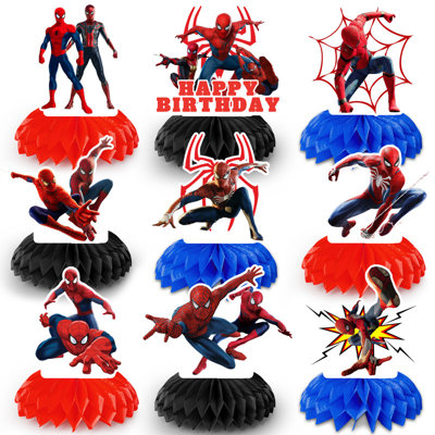 9Pcs Spiderman Honeycomb Centerpieces for Birthday