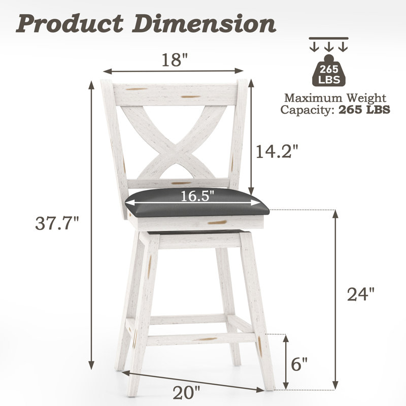 Havant Swivel Upholstered Counter Stool with Solid Wood Frame, Counter Stool (24” Seat Height)