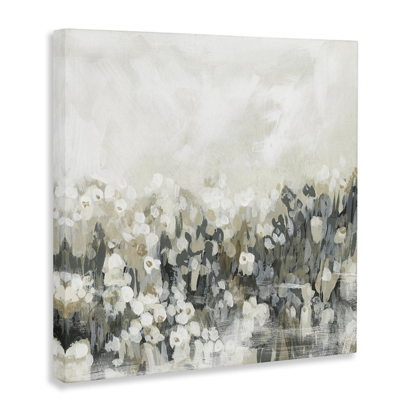 Toile grise à fleurs mouchetées, design par June Erica Vess, H 36 po x l 36 po