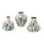 Mini vases en céramique blanc S / 3 avec motif de baies bleues