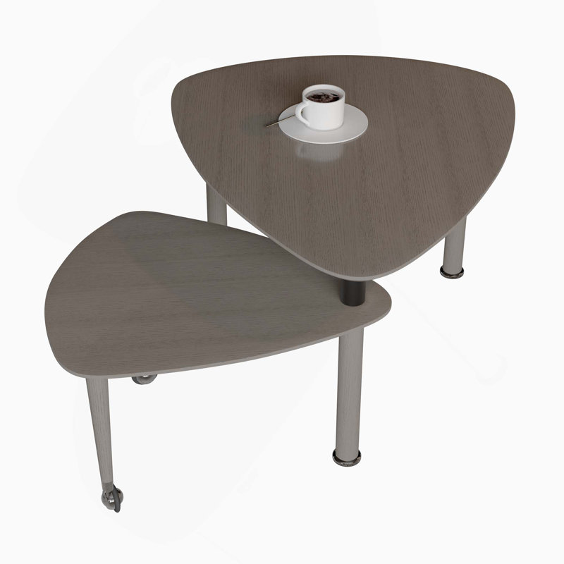Table basse rotative moderne à 360 degrés avec pieds en bois massif pour salon, appartement, Gris