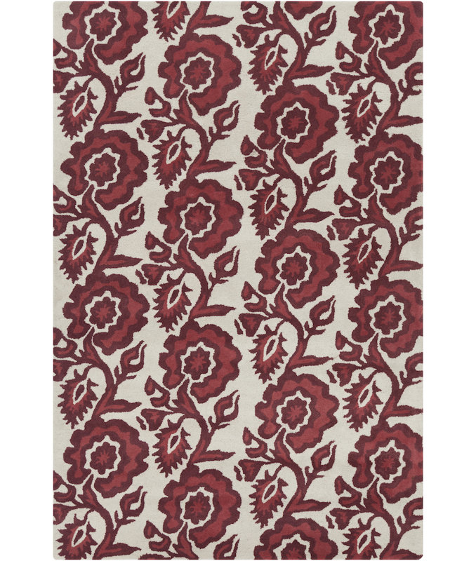 Tapis rose en laine crème touffeté à la main Ailey, 8 pi x 10 pi