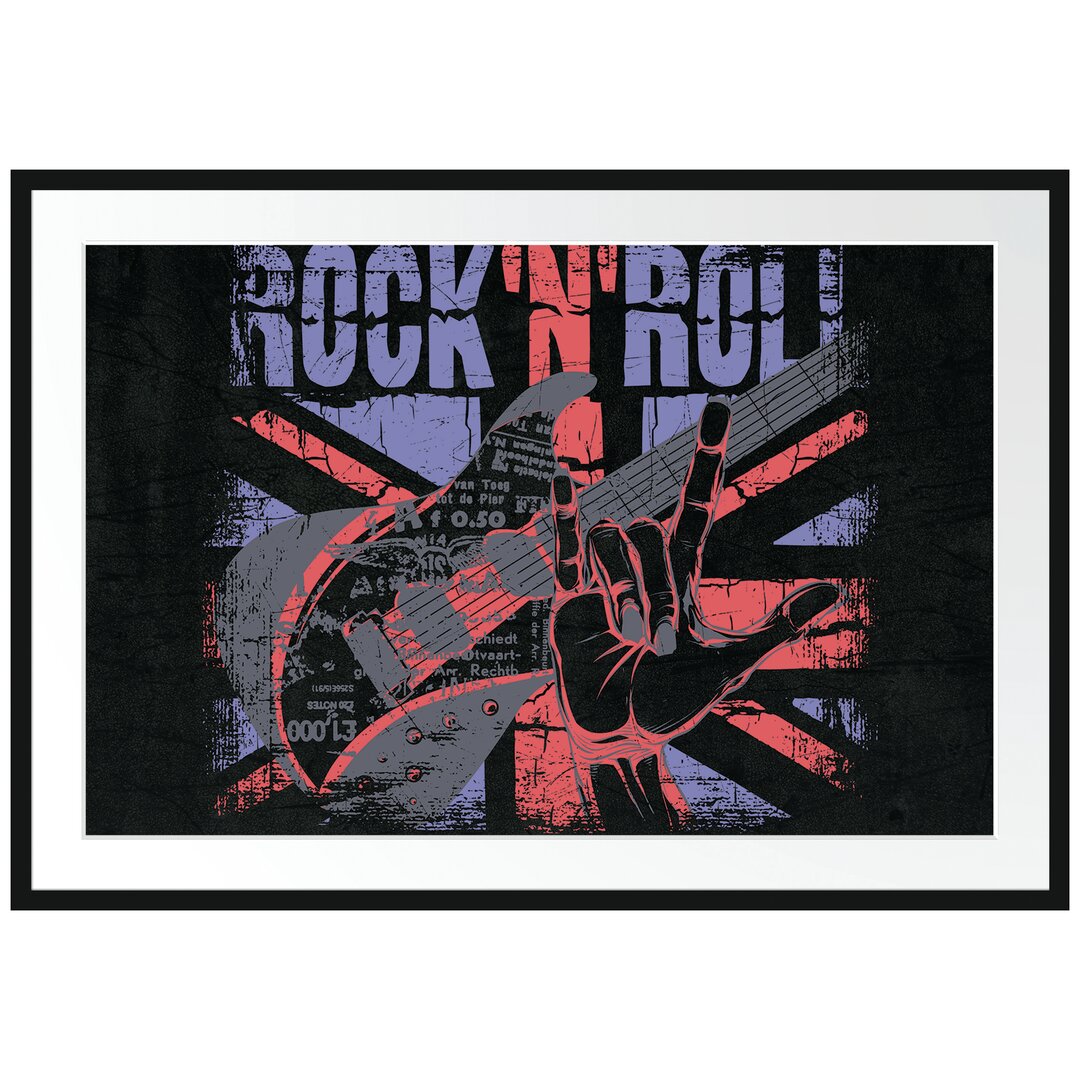 Gerahmtes Poster Rock N Roll Black