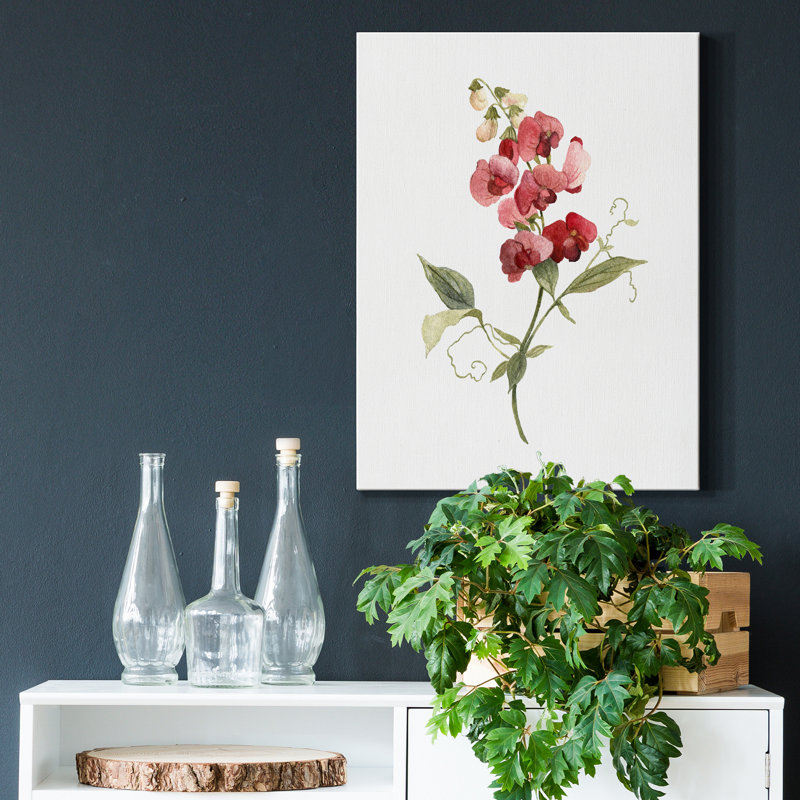 Scarlet Sweet Pea - impression sur toile tendue, H 27 po x l 18 po