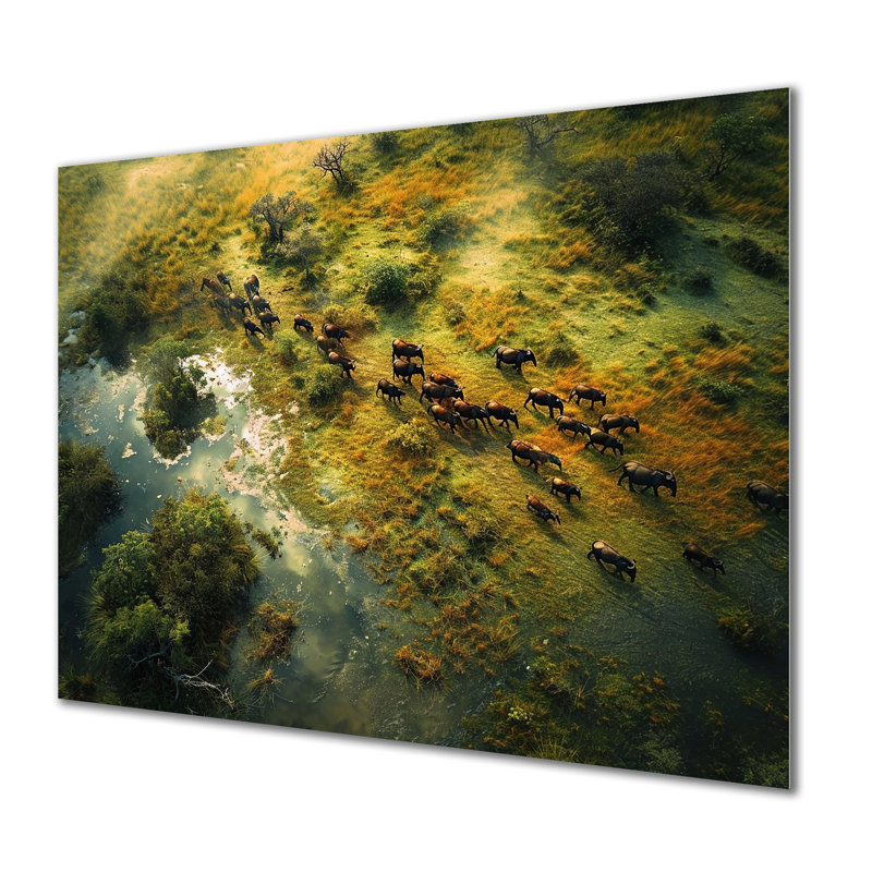 Castanon - impression d'art mural paysage africain, Métal métal, H 12 po x l 20 po x P 1 po