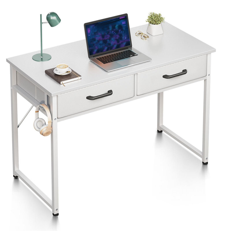Billens Metal Base Computer Table, White
