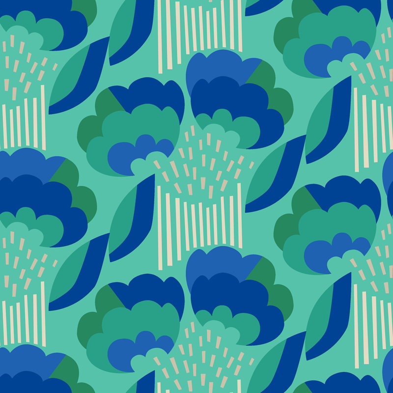 Retro Esme Pink Peel and Stick Wallpaper, Bleu