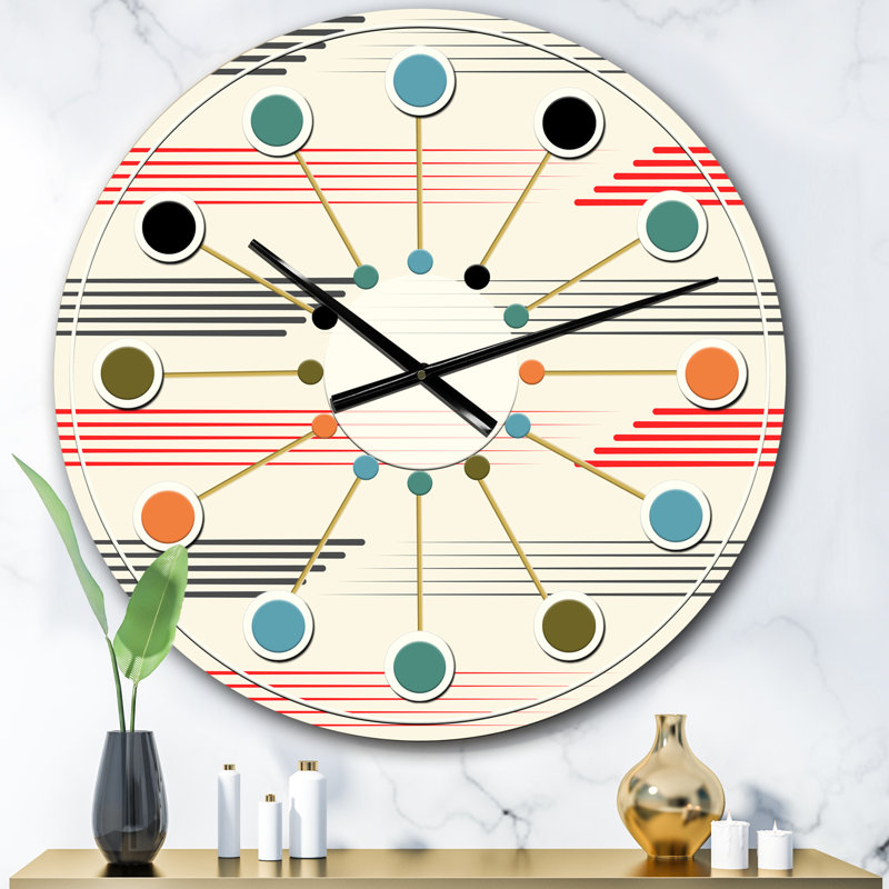 Horloge murale horizontale Mid-Century, Surdimensionné
