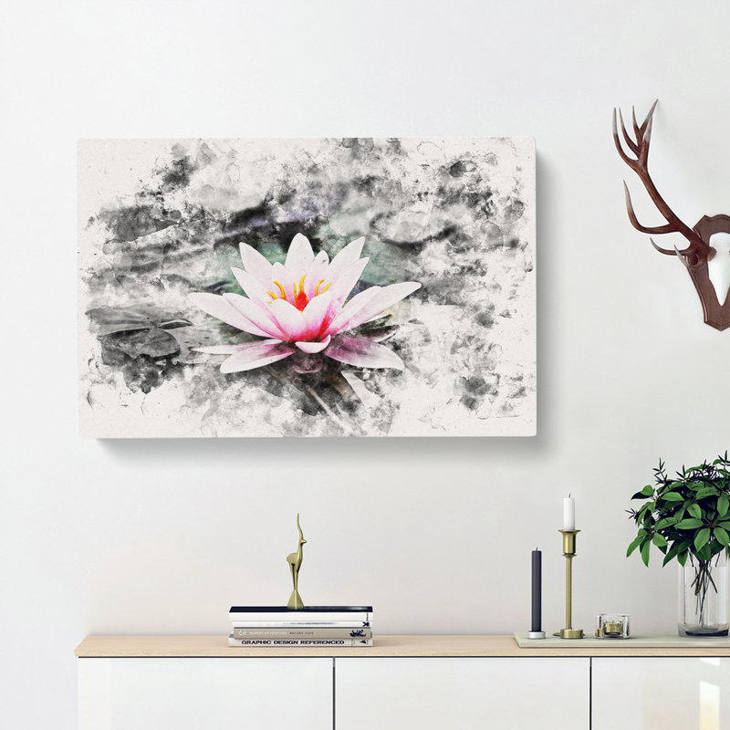 A Pale Pink Water Lily - Wrapped Canvas Print, 60cm H x 91cm W x 3cm D