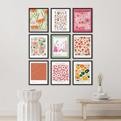 «Multicolor Bright Jungle Tropical Daisy Flower Motif Nature Wilderness Calm Boho», reproduction de 9 pièces