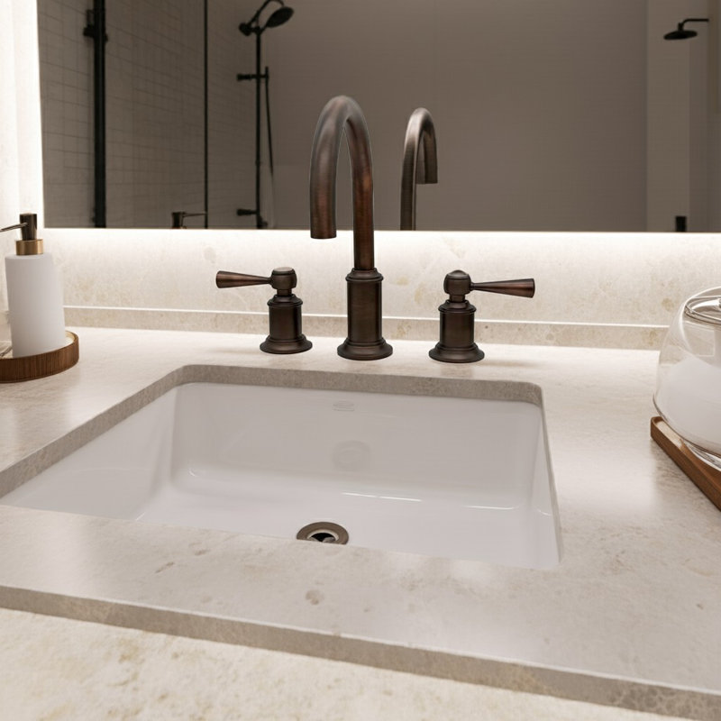 Napa 8 po Robinet de lavabo de salle de bain à col de cygne à deux poignées avec poignées leviers de torche et drain en bronze huilé