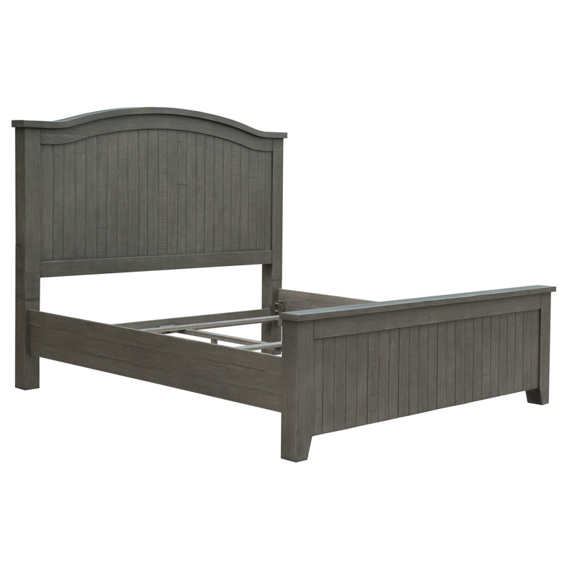 Natya Solid Wood Panel Bed, Antique Ash, Queen
