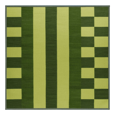 Machine Washable Checkered Green Area Rug