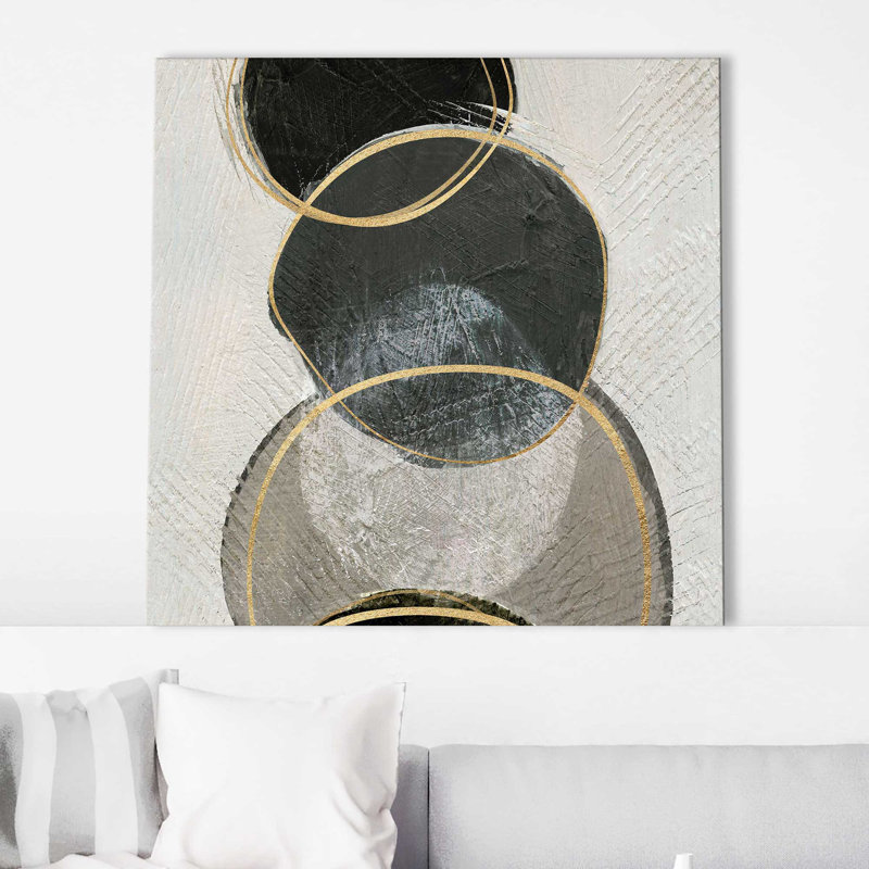 «River Rock II» par Susan Jill - Peinture, L 18 po x H 18 po, Toile tendue