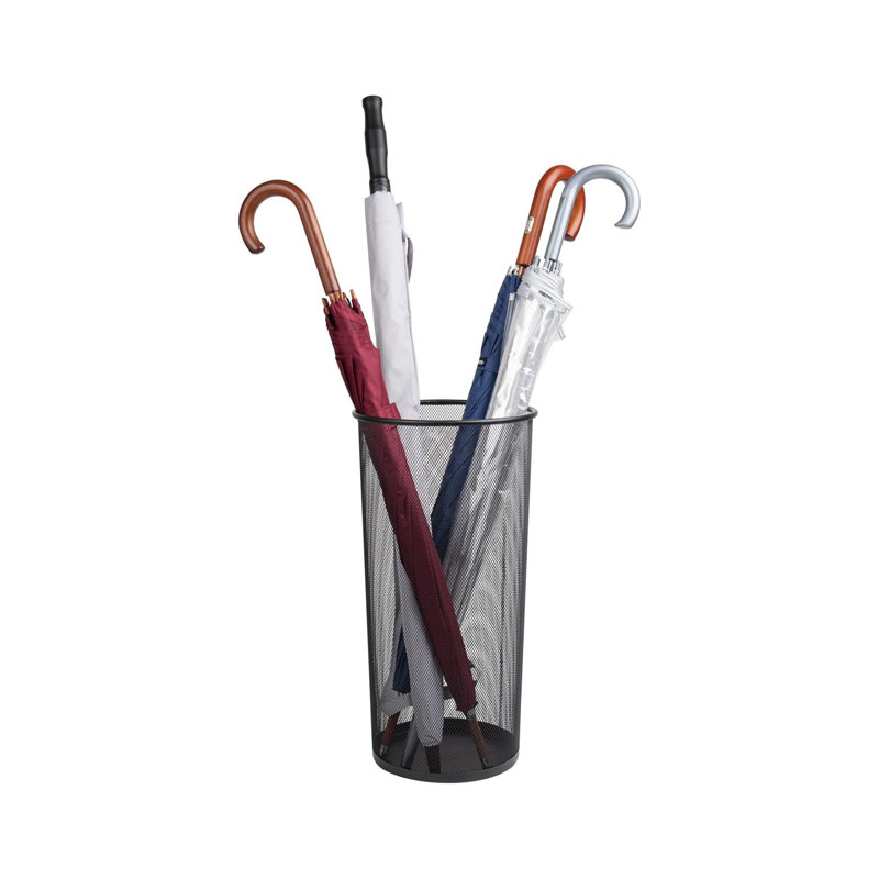 Porte-parapluies pour bureau et entrée, filet métallique, noir