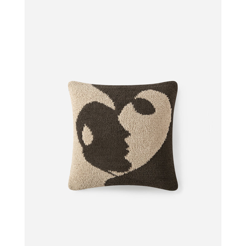 Faces II Square Pillow Cover & Insert, Mocha/Biscotti