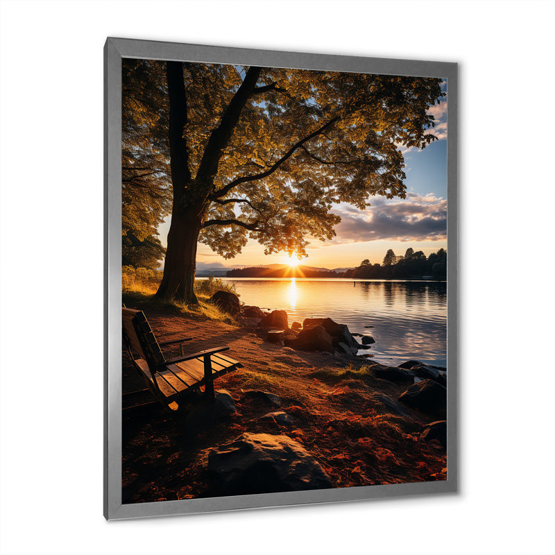 Décoration murale Waterfront Benchs II - Lakehouse, H 20 po x l 12 po x P 1 po, Cadre simple argenté