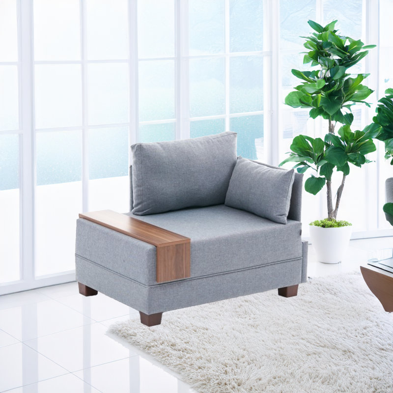 Nane Polyester & Cotton 39.37'' Reception Loveseat, Blue
