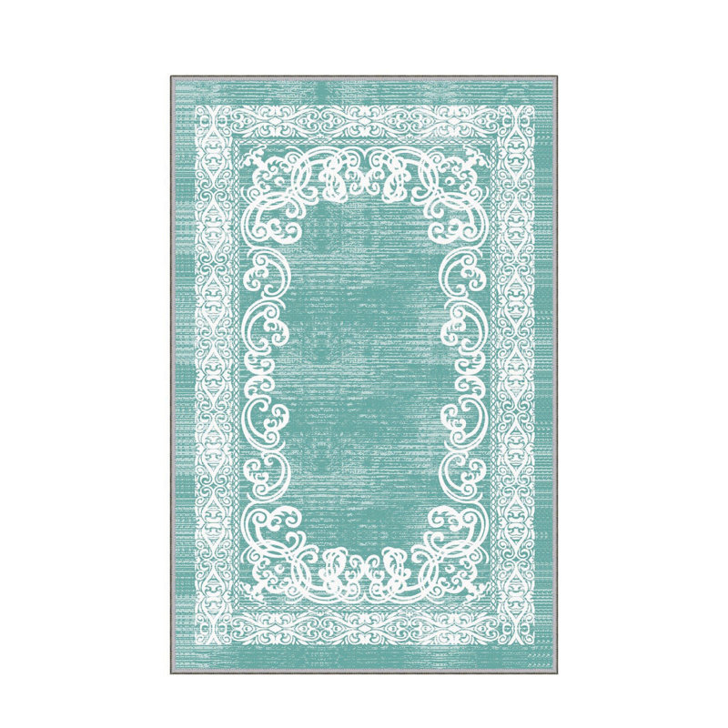 Luxurious Woven Area Rug, 5.9 x 9.2 ft, 100% Polyester, Antibacterial | Non-Slip PVC Felt Dot Underside, 0.3 in Pile Height | Machine Washable, 3D Digital Print, Perfect for Living Room & Bedroom Décor
