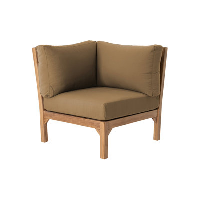 Chaise de coin d'extérieur en teck Huntington avec coussins Sunbrella