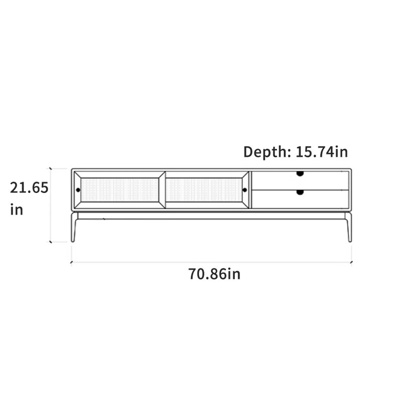 Solid Wood TV Stand with Chic Design, 70.86" W