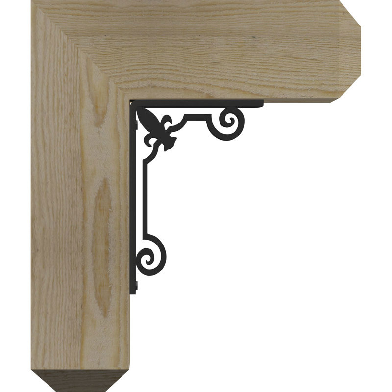 Fleur de lys triple support artisanal Ironcrest, H 16 po x P 13 1/2 po, 4"W x 4"T Douglas Fir (Rough Sawn)