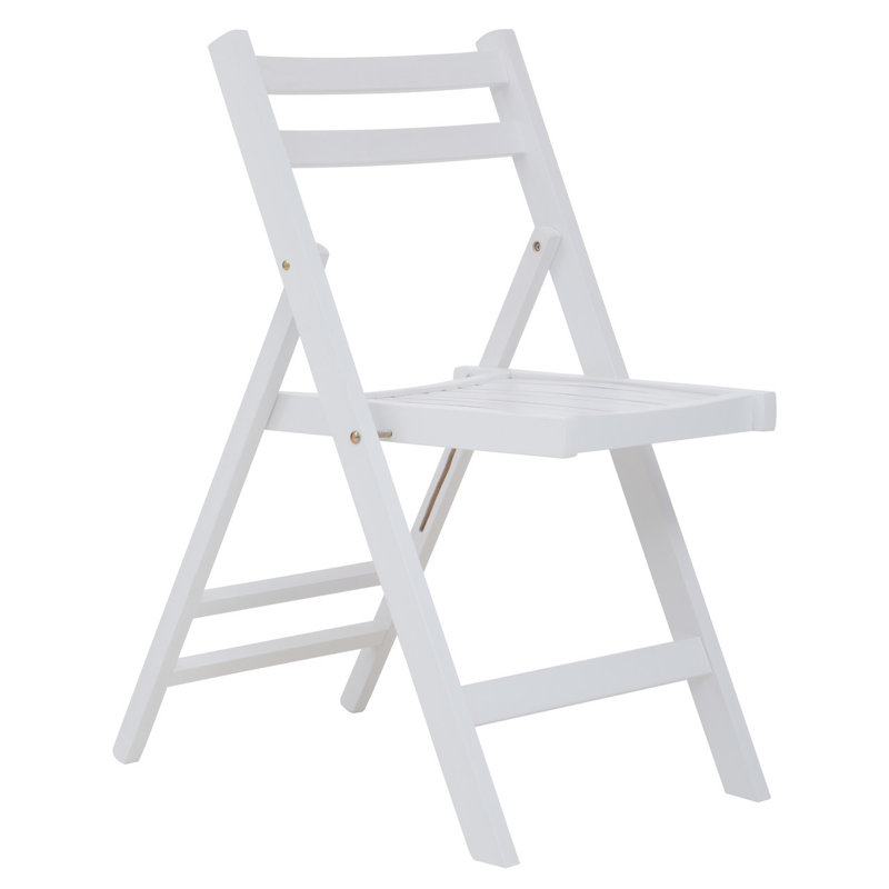 Christianson Solid Wood Patio Folding Chair Folding Chair, White