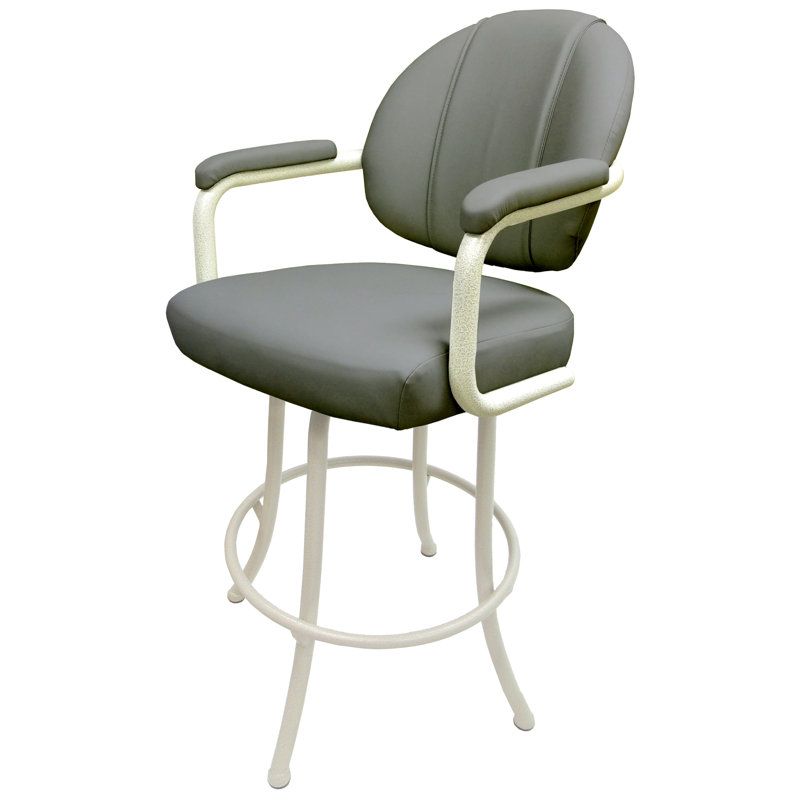 Ansara Swivel Upholstered Counter Stool, White, Gray, Extra Tall (34” Seat Height)