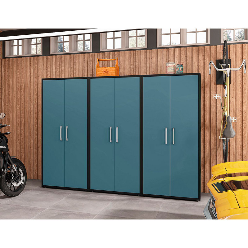 Aseem 3 Piece Single Storage Cabinet ( 73.43'' H x 106.29'' W x 17.72'' D), Black/Blue