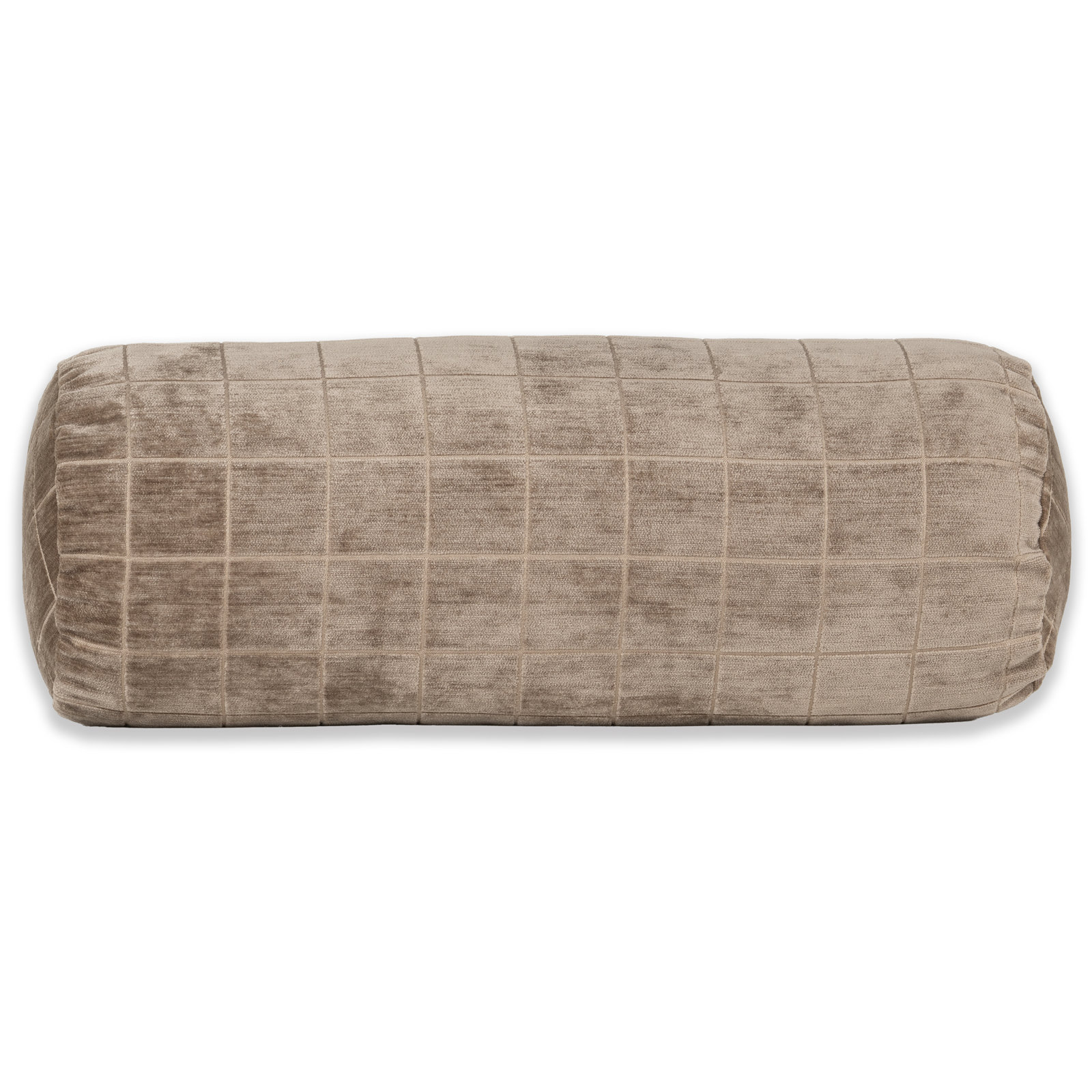 Otterville Velvet Grid Bolster Pillow, Mushroom Geometric, Bolster 8"H x 39"W