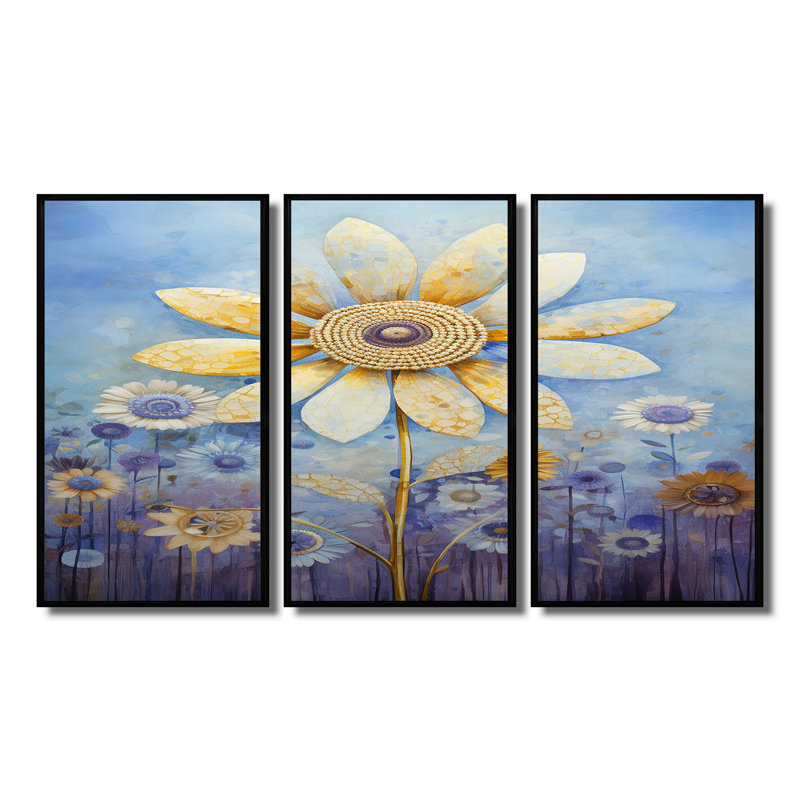Piscis - marguerite, ensemble d'art mural, Cadre flottant noir, H 40 po x l 60 po x P 1 po