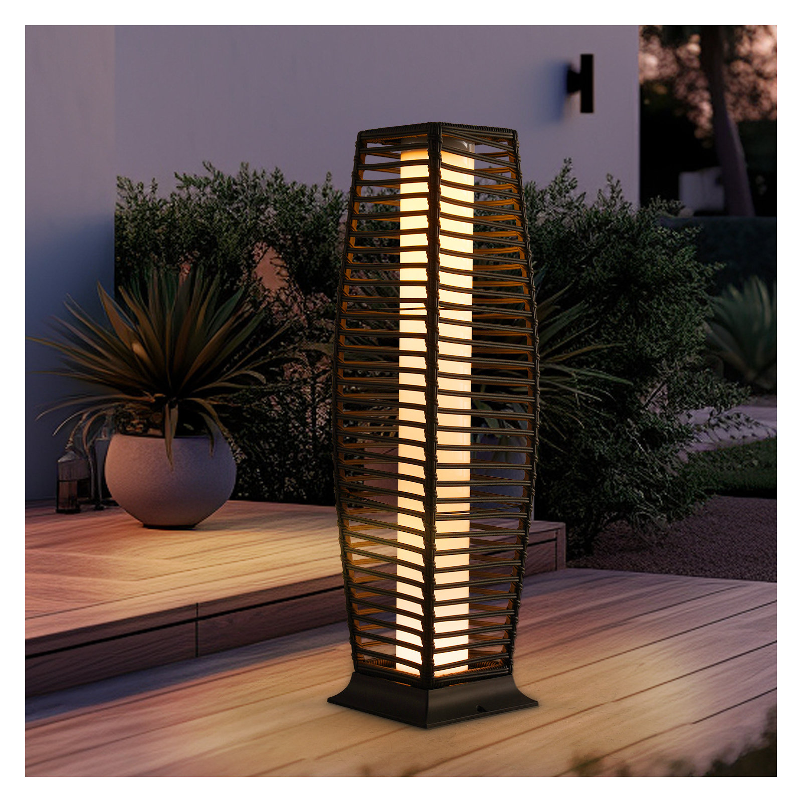 Freida Solar Powered Wicker Floor Lamp, 31" H x 8.3" W x 8.3" D