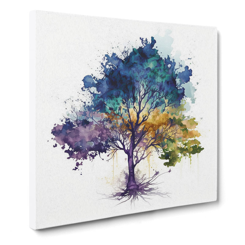 Tree Watercolour - Wrapped Canvas, 35cm H x 35cm W