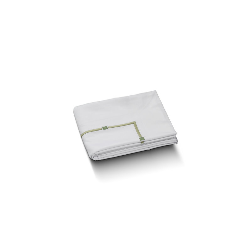 Falesia Embroidery White with Green Embroidery Flat, King