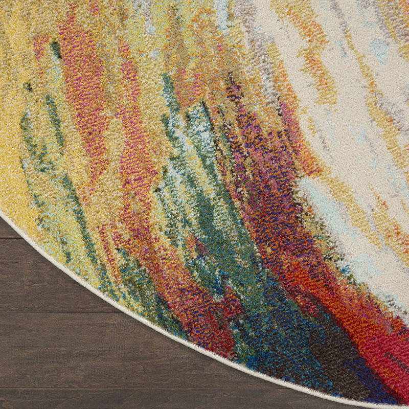 Zaccaria Abstract Indoor Rug, Round 7'10"