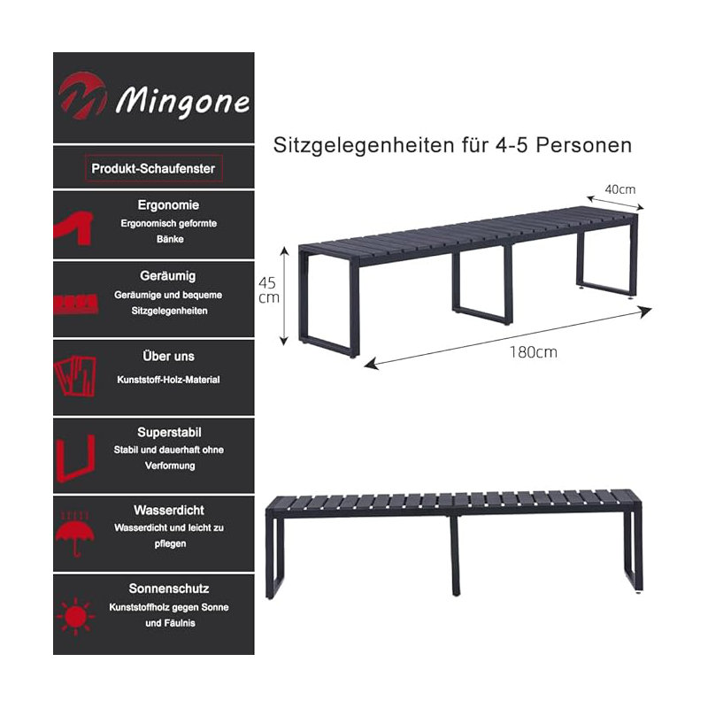 Iron Garden Bench, 45cm H x 180cm W x 40cm D
