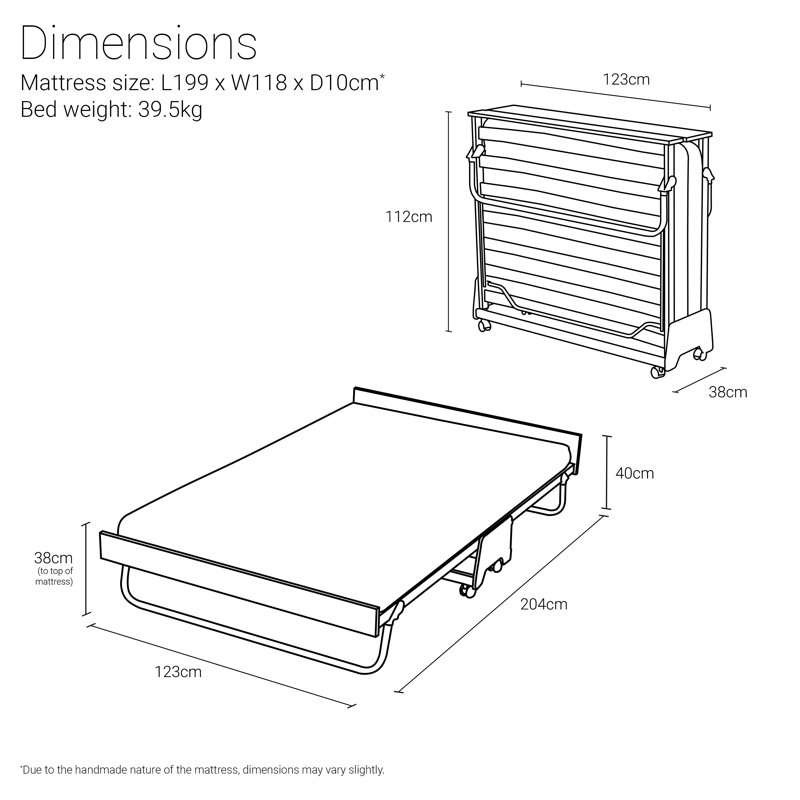 Jay-Be J-Bed Folding Guest Bed with Wooden Headboard & e-Pocket Mattress, Small Double (4')