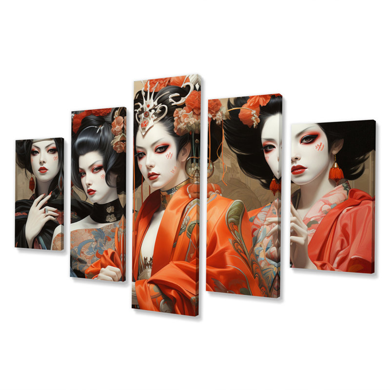 «Japon Art», impression sur toile - 5 panneaux