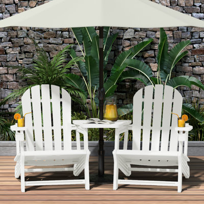 Ensemble de chaises d'extérieur en poly Adirondack avec plateau de connexion et porte-gobelet