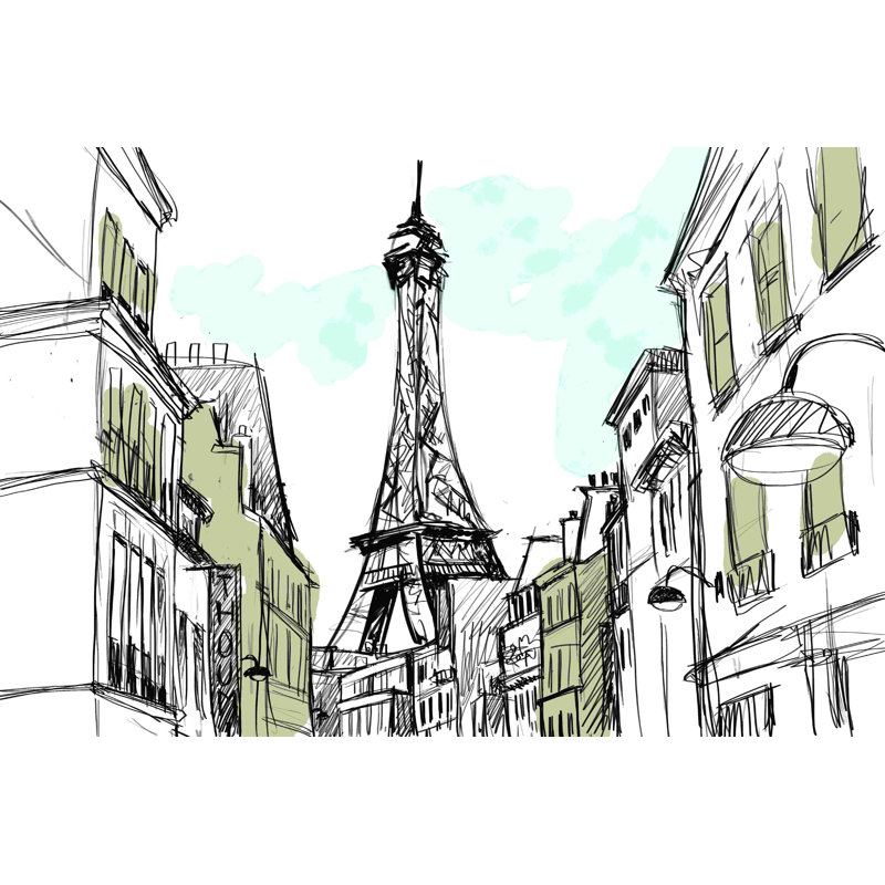 «Paris Sketch Street», reproduction sur toile tendue, H 32 po x l 48 po