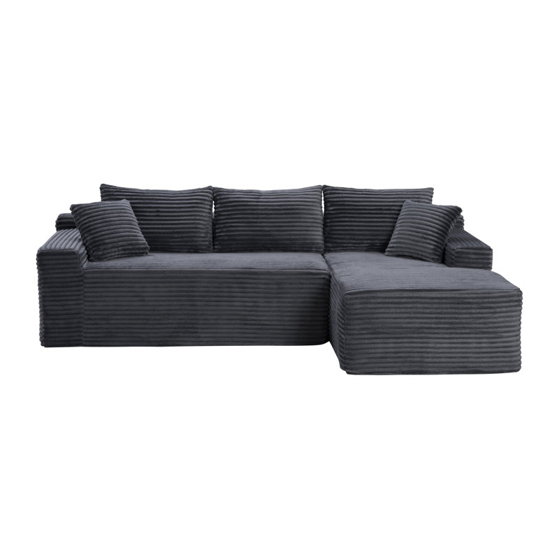 Compression Comfort Sectionals, Corduroy L Shape Modern Home Sofa