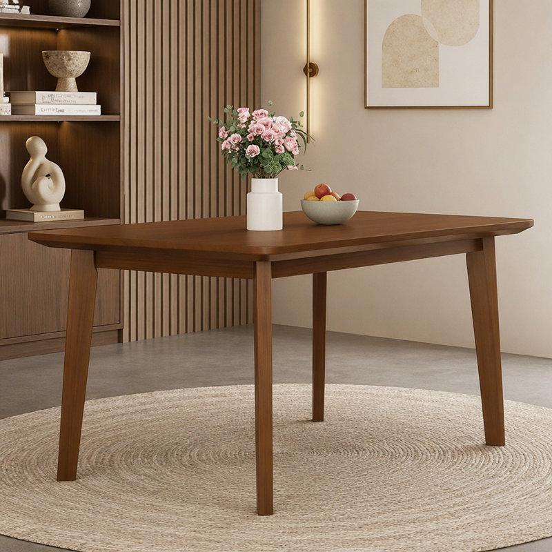 Table de salle à manger en noyer massif et rustique en bois massif - moderne minimaliste pour la cuisine, la salle à manger et le salon