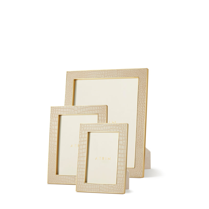 Fawn Croc-Embossed Leather 8x10 Picture Frame