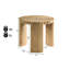 Table ronde 2 pièces pour salon moderne, table basse en bois massif et côté en bois de grève, intérieurs organiques transitionnels convenables, avec plateau arrondi, pieds courbés et épais, fabriquée en bois d'hévéa