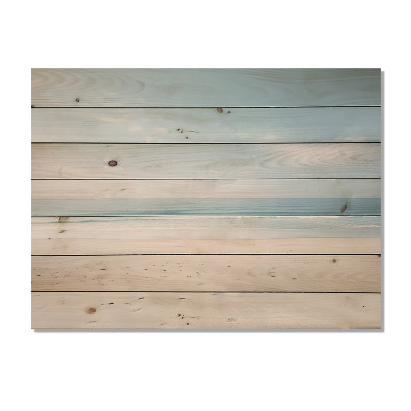 Henryson minimalisme sérénité sur la plage sur bois, H 24 po x l 32 po x P 0,78 po