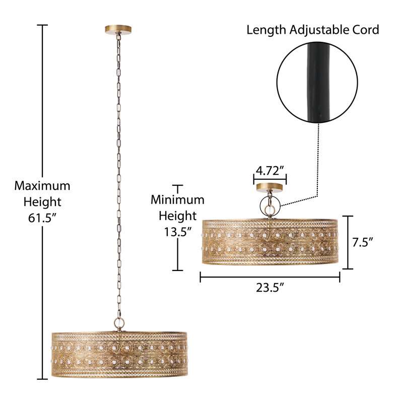 Aubriee 3 - Light Brass and Crystal 3-Light Chandelier